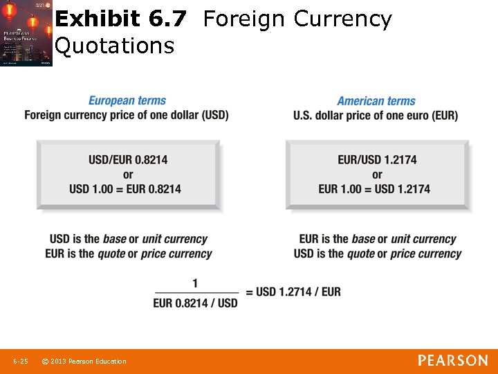 Exhibit 6. 7 Foreign Currency Quotations 6 -25 1 -25 © 2013 Pearson Education