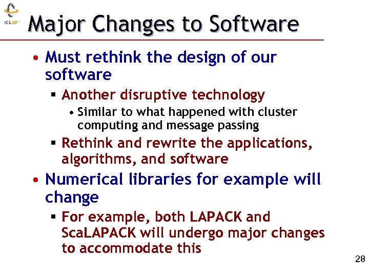 Major Changes to Software • Must rethink the design of our software § Another
