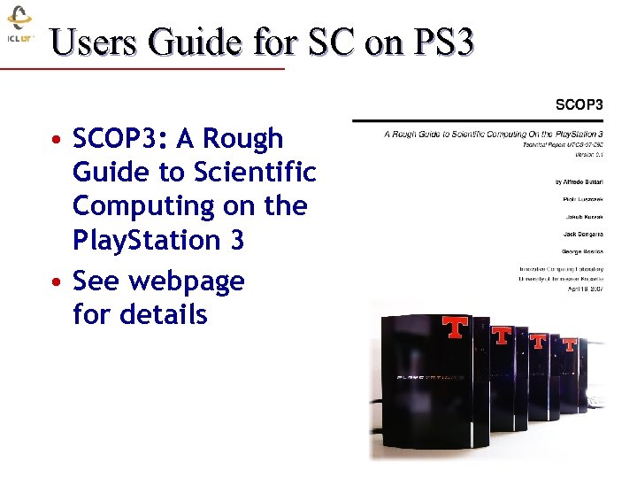 Users Guide for SC on PS 3 • SCOP 3: A Rough Guide to