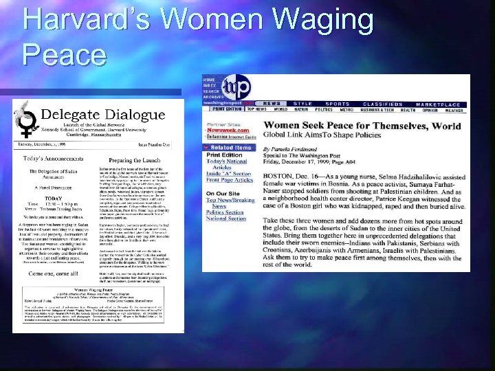 Harvard’s Women Waging Peace 