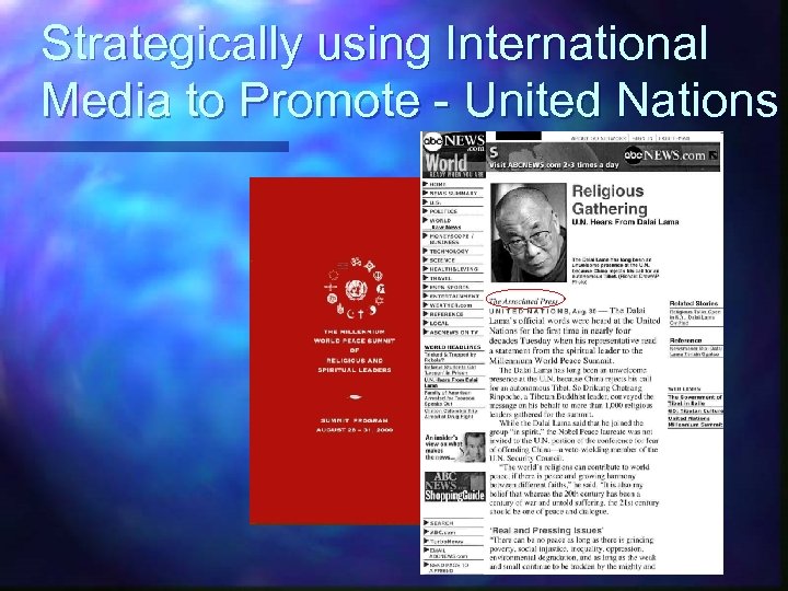 Strategically using International Media to Promote - United Nations 