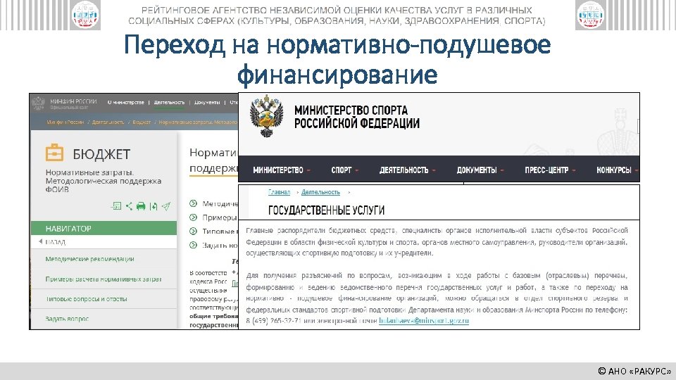 Переход на нормативно-подушевое финансирование © АНО «РАКУРС» 