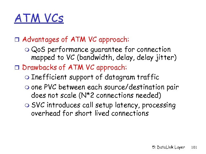 ATM VCs r Advantages of ATM VC approach: m Qo. S performance guarantee for