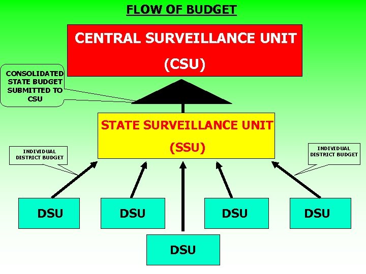 FLOW OF BUDGET CENTRAL SURVEILLANCE UNIT (CSU) CONSOLIDATED STATE BUDGET SUBMITTED TO CSU STATE