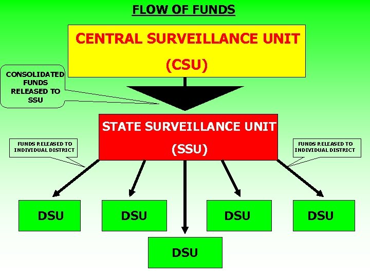 FLOW OF FUNDS CENTRAL SURVEILLANCE UNIT (CSU) CONSOLIDATED FUNDS RELEASED TO SSU STATE SURVEILLANCE