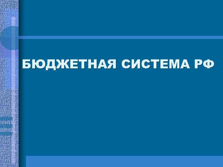 БЮДЖЕТНАЯ СИСТЕМА РФ 