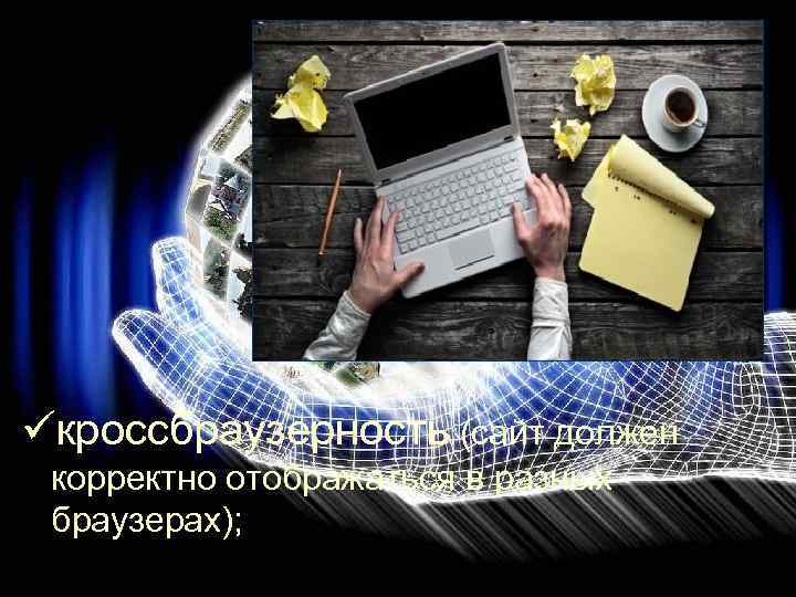 üкроссбраузерность (сайт должен корректно отображаться в разных браузерах); 