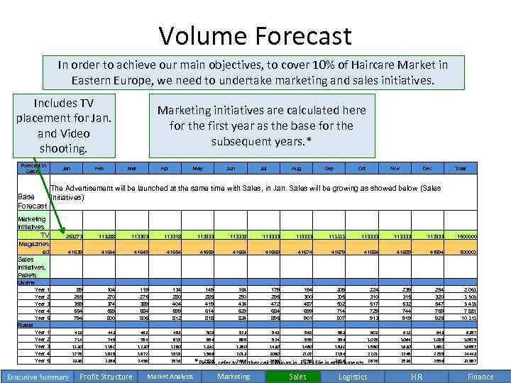 Volume Forecast In order to achieve our main objectives, to cover 10% of Haircare