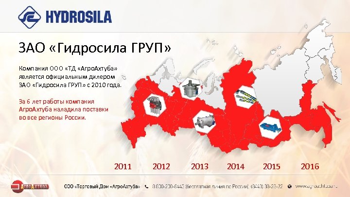 ЗАО «Гидросила ГРУП» Компания ООО «ТД «Агро. Ахтуба» является официальным дилером ЗАО «Гидросила ГРУП»
