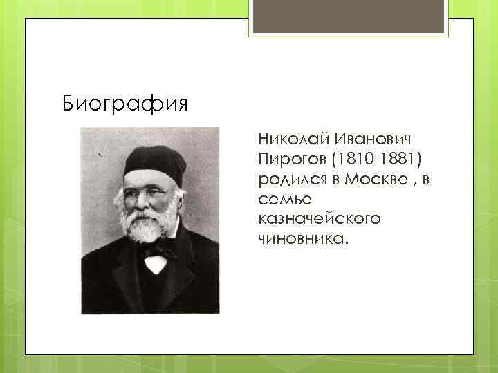 Когда родился николай иванович пирогов