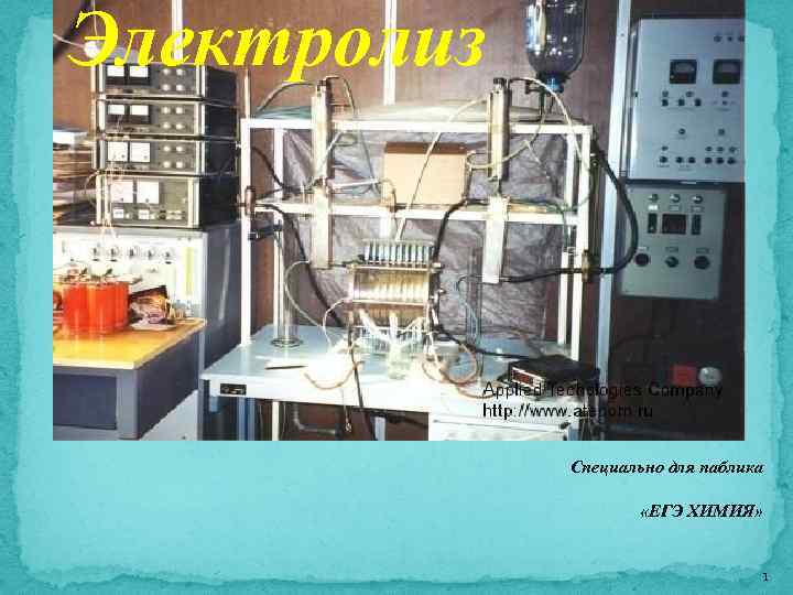 Электролиз Специально для паблика «ЕГЭ ХИМИЯ» 1 