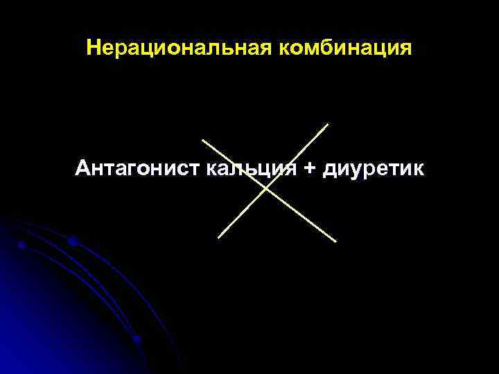 Нерациональная комбинация Антагонист кальция + диуретик 