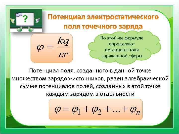 Потенциал поля точечного заряда