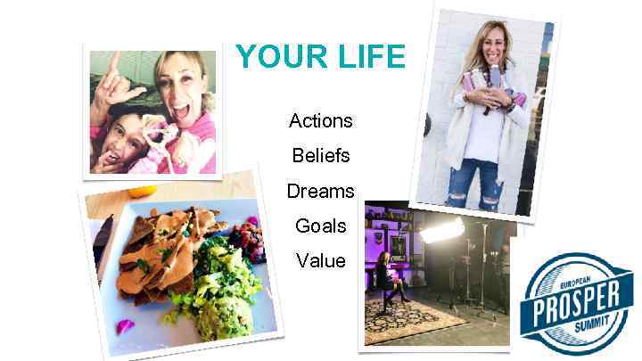 YOUR LIFE Actions Beliefs Dreams Goals Value 