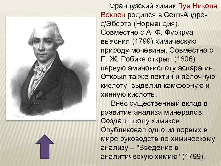  Французский химик Луи Николя Воклен родился в Сент-Андред'Эберто (Нормандия). Совместно с А. Ф.