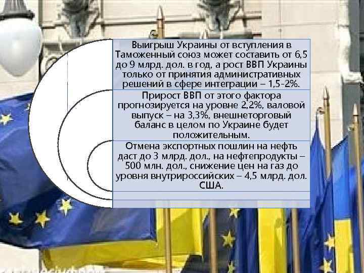 Выигрыш Украины от вступления в Таможенный союз может составить от 6, 5 до 9