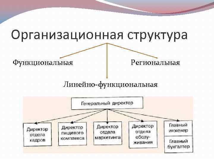 Организационная структура Функциональная Региональная Линейно функциональная 