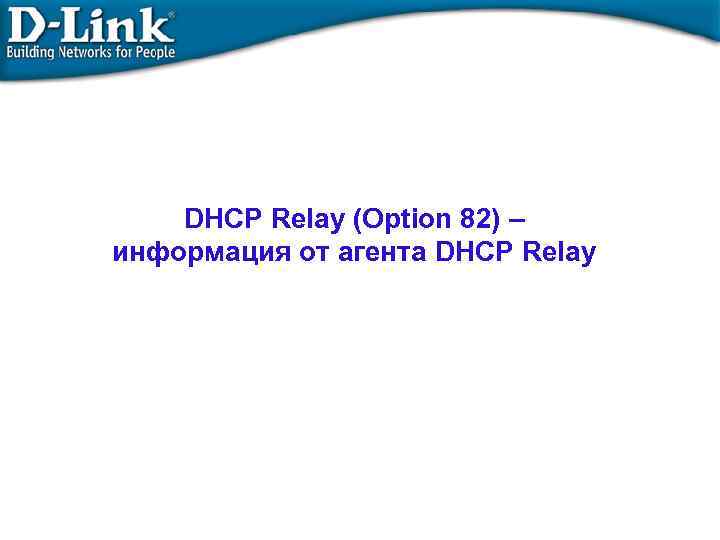 DHCP Relay (Option 82) – информация от агента DHCP Relay 