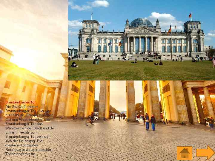 Brandenburger Tor. Die Straße führt zum Brandenburger Tor. Hier war bis 1989 die Grenze