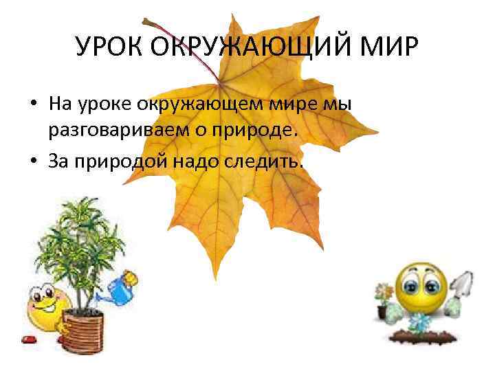 УРОК ОКРУЖАЮЩИЙ МИР • На уроке окружающем мире мы разговариваем о природе. • За