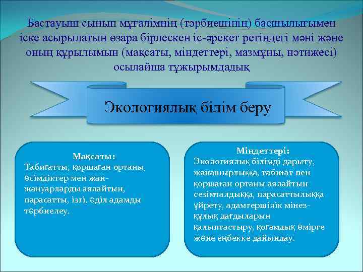 Бастауыш сынып мұғалімнің (тәрбиешінің) басшылығымен іске асырылатын өзара бірлескен іс-әрекет ретіндегі мәні және оның