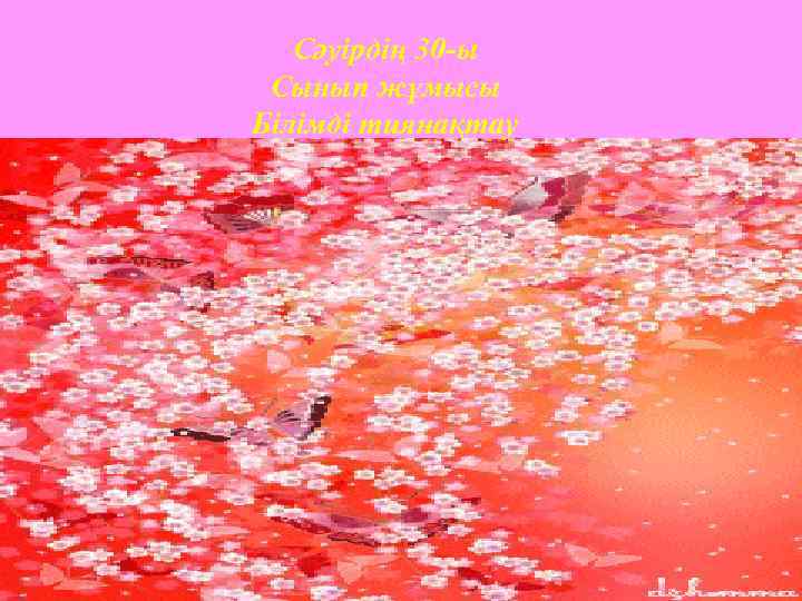 Сәуірдің 30 -ы Сынып жұмысы Білімді тиянақтау 