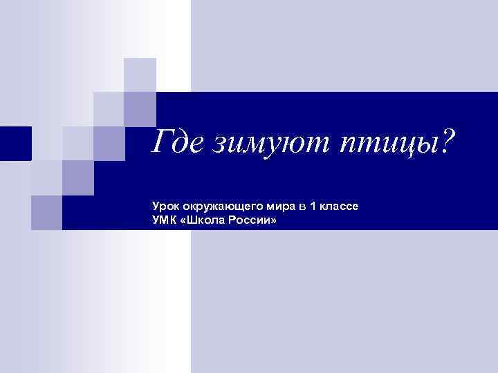 Где зимуют птицы? Урок окружающего мира в 1 классе УМК «Школа России» 