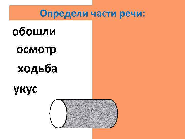 Определи части речи: обошли гл. осмотр сущ. ходьба сущ. укус сущ. 