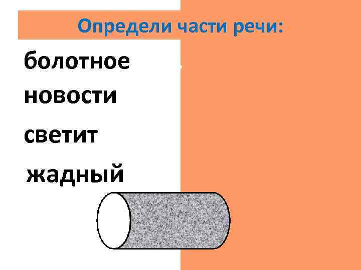 Определи части речи: болотное прил. новости сущ. светит гл. жадный прил. 