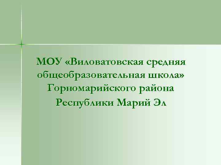 МОУ «Виловатовская средняя общеобразовательная школа» Горномарийского района Республики Марий Эл 