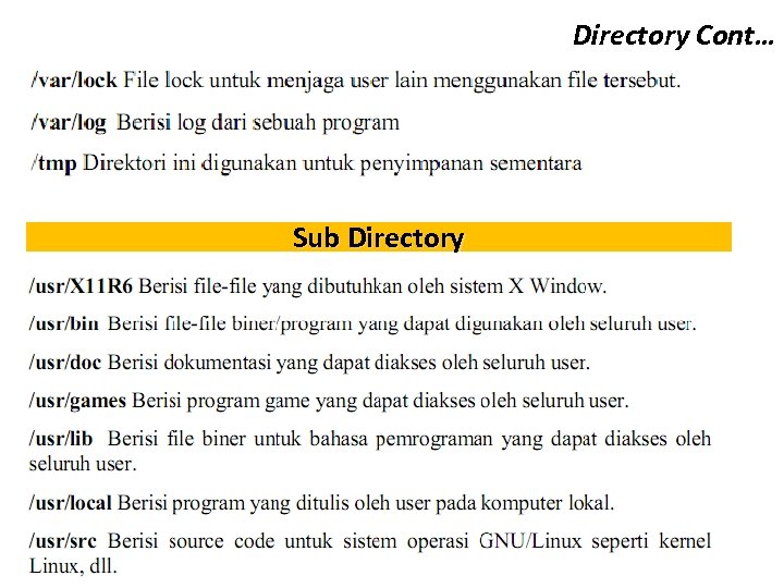 Directory Cont… Sub Directory 