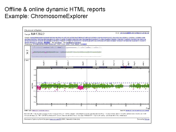 Offline & online dynamic HTML reports Example: Chromosome. Explorer 