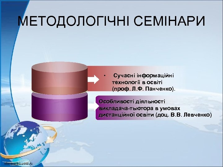МЕТОДОЛОГІЧНІ СЕМІНАРИ • Сучасні інформаційні технології в освіті (проф. Л. Ф. Панченко). Особливості діяльності