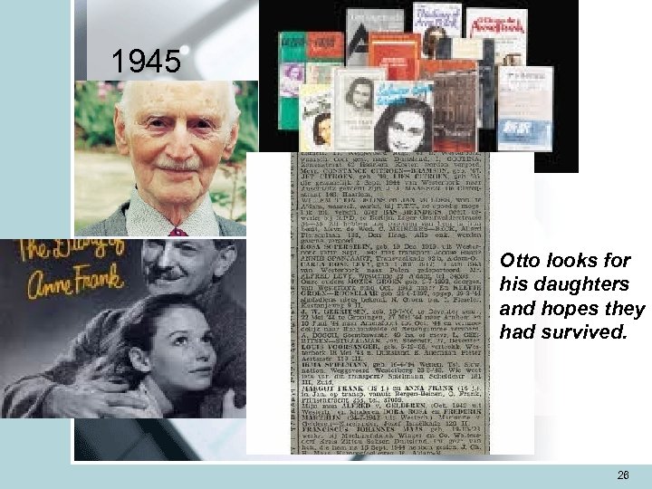 1945 Otto looks for his daughters and hopes they had survived. 26 