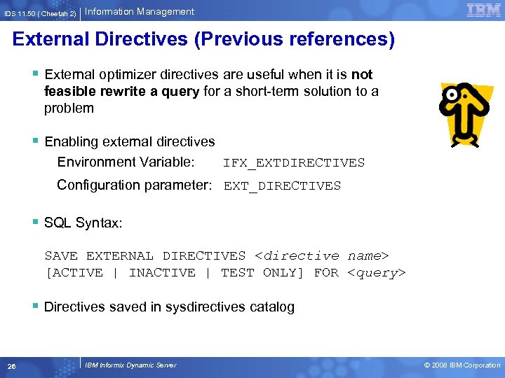 IDS 11. 50 ( Cheetah 2) Information Management External Directives (Previous references) § External