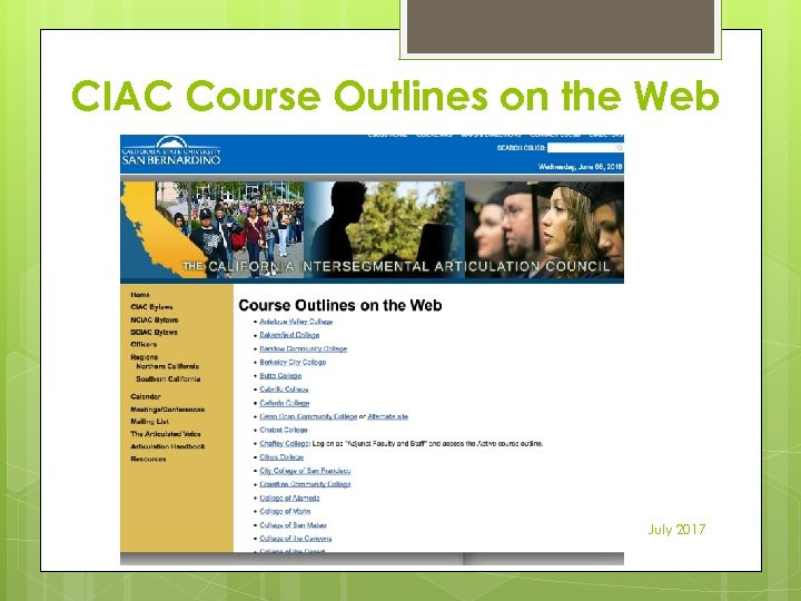 CIAC Course Outlines on the Web July 2017 