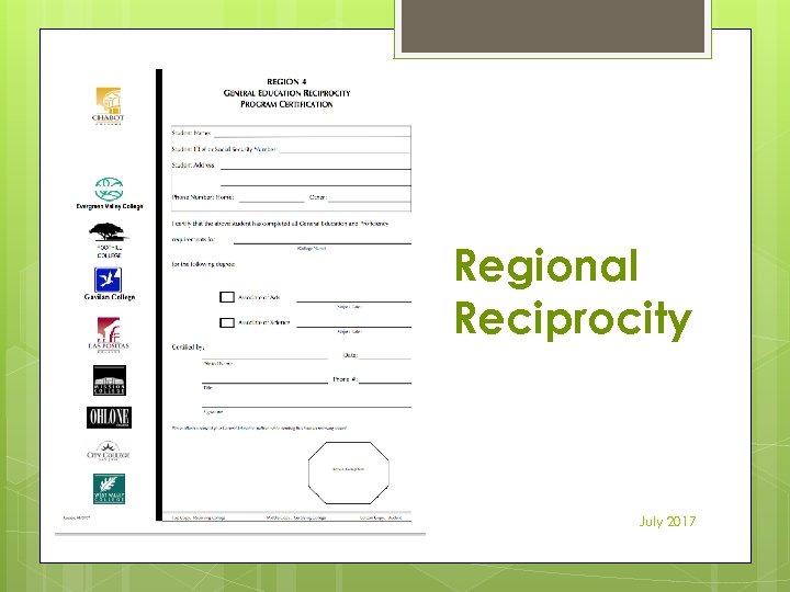 Regional Reciprocity July 2017 