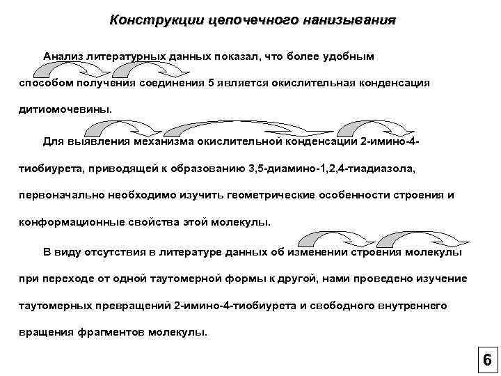 Конструкции цепочечного нанизывания Анализ литературных данных показал, что более удобным способом получения соединения 5