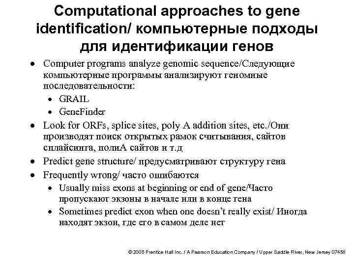 Computational approaches to gene identification/ компьютерные подходы для идентификации генов · Computer programs analyze