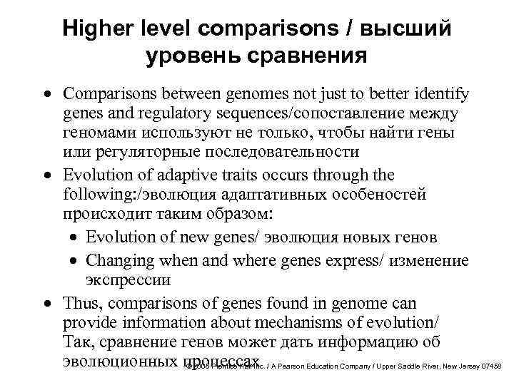 Higher level comparisons / высший уровень сравнения · Comparisons between genomes not just to