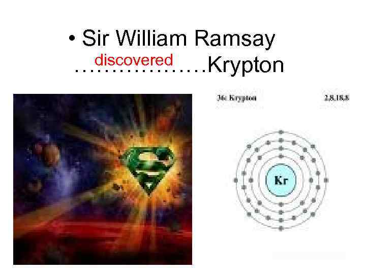  • Sir William Ramsay discovered ………………Krypton 