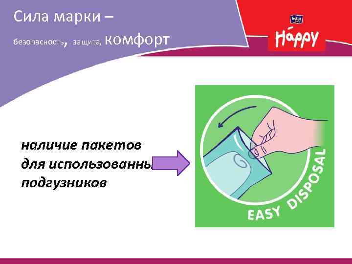 Сила марки – безопасность, защита, комфорт наличие пакетов для использованных подгузников 
