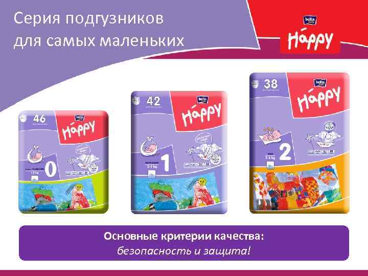 Серия подгузников для самых маленьких Основные критерии качества: безопасность и защита! 