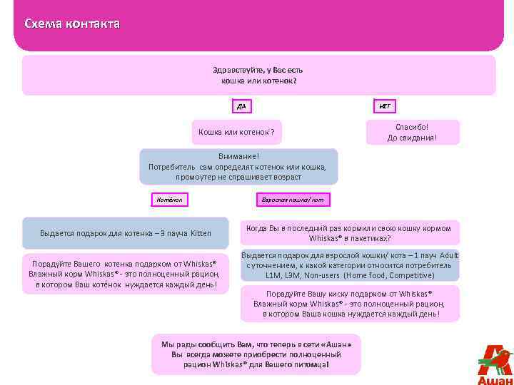 Схема контакта Здравствуйте, у Вас есть кошка или котенок? ДА НЕТ Кошка или котенок