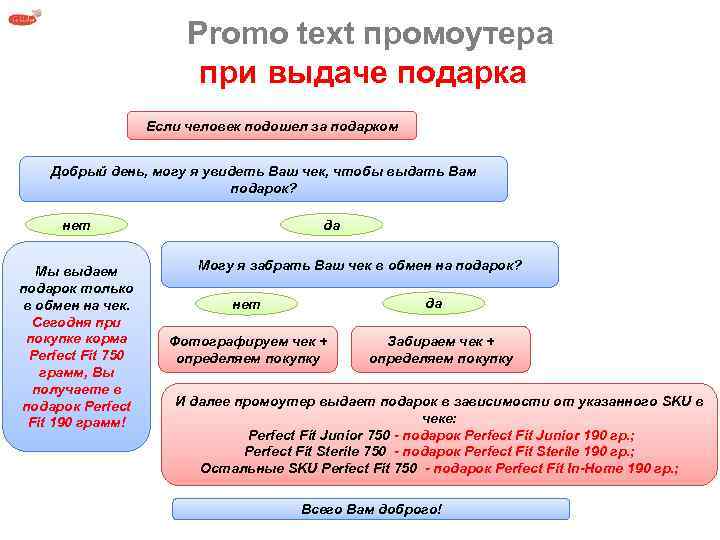 Promo text промоутера при выдаче подарка Если человек подошел за подарком Добрый день, могу