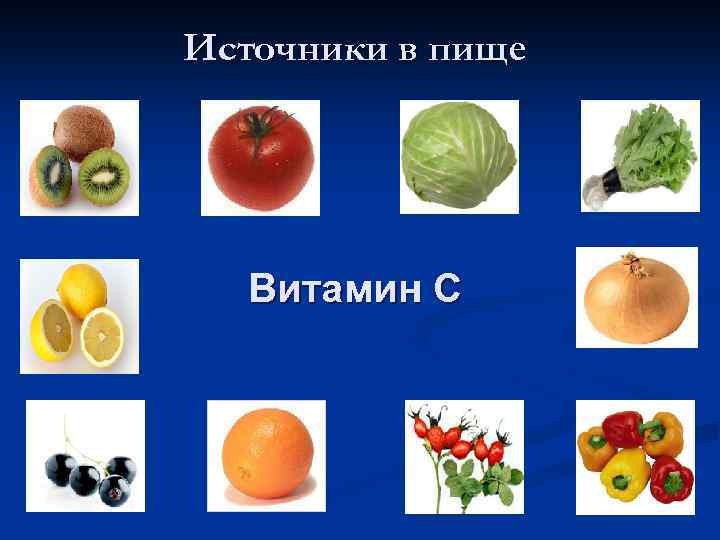 Источники в пище Витамин С 