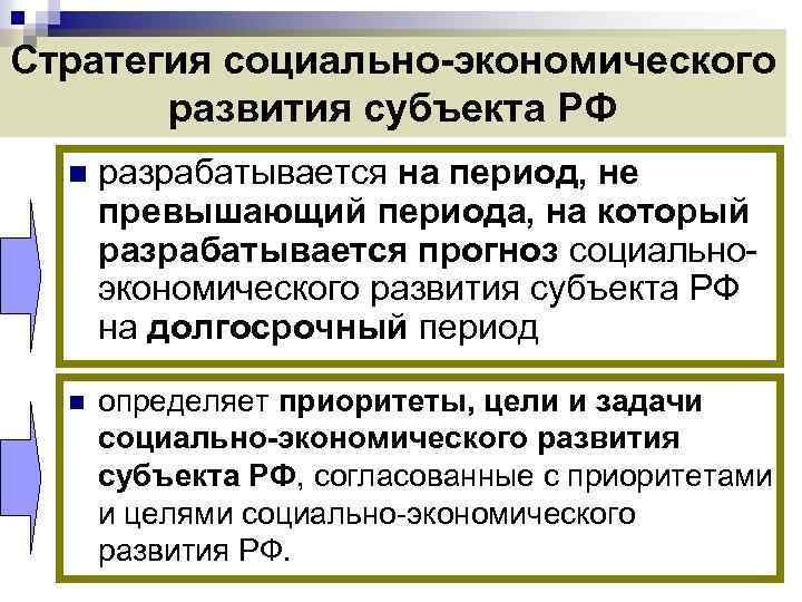 Стратегия социально-экономического развития субъекта РФ n разрабатывается на период, не превышающий периода, на который