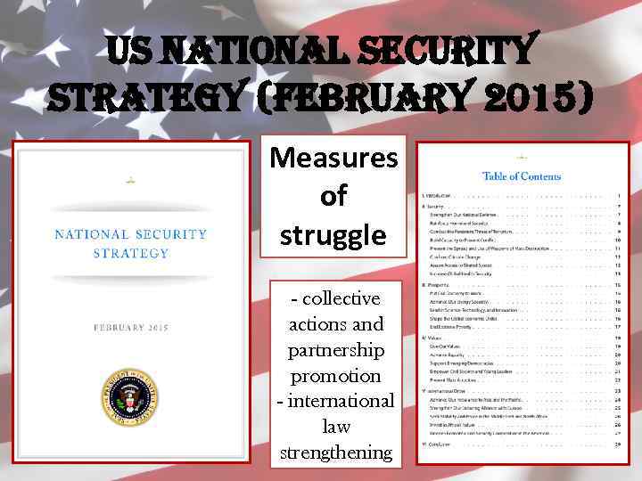 us national security strategy (february 2015) Measures of struggle - collective actions and partnership