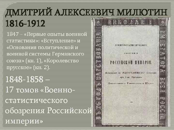 Государственная деятельность н а милютина проект 9 класс