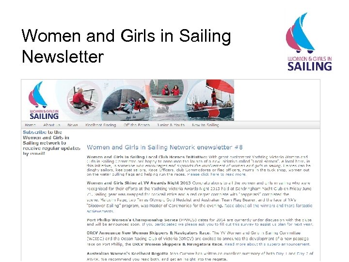 Women and Girls in Sailing Newsletter 